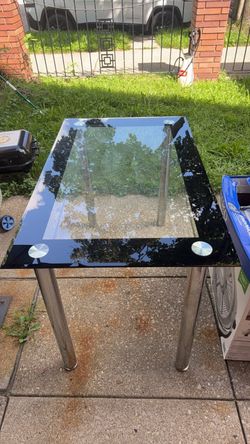 Black Glass Dining Table with Chrome Legs