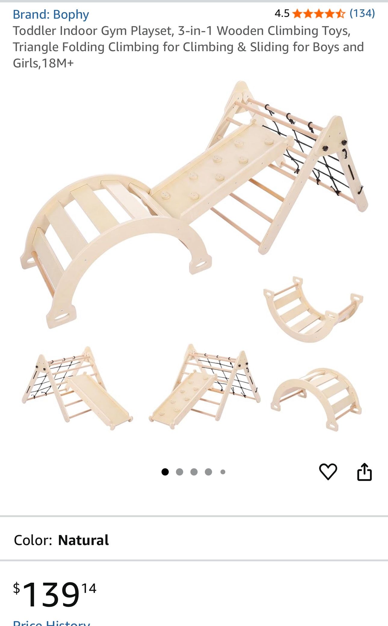 Toddler Indoor Gym Playset, 3-in-1 Wooden Climbing Toys - Brand New