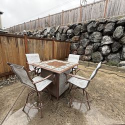 Outdoor Patio Dining Set (4-Seater) with propane grill table.