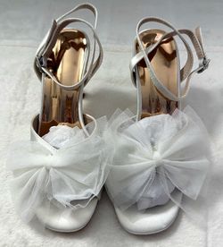 White Bow Strap Heels – Elegant Wedding / Bridal Style - Brand New!