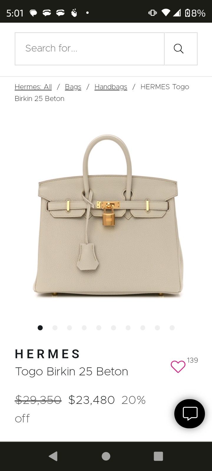 HERMES Togo Birkin 25