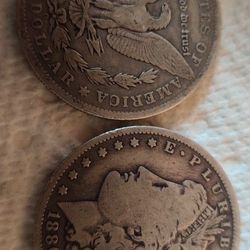 2 1800's Silver Dollars
