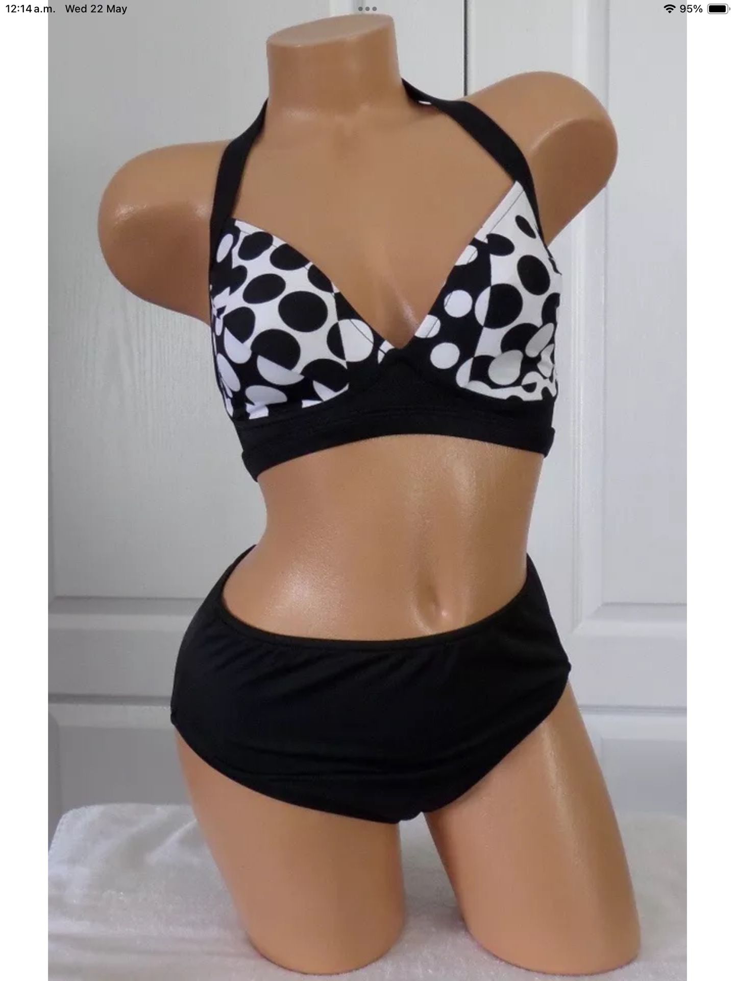 NEW VENUS POLKA DOTS HALTER TOP SIZE D AND HIGH WAIST BOTTOM SIZE 10