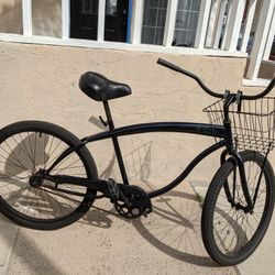 Black Beach Cruiser With Large Basket 