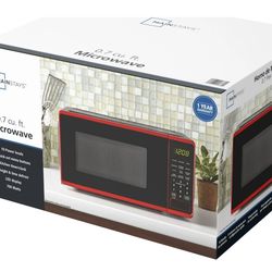 Mainstays 0.7 Cu ft Countertop Microwave Oven, 700 Watts, Red