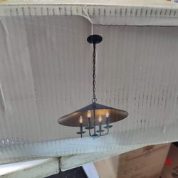 Monteaux 4 Light Chandelier Pendant Light Fixture In Black And Gold 