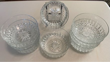 VINTAGE STARBURST DIAMOND PATTERN CRYSTAL BOWLS