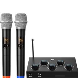 DIGITNOW!Portable Karaoke Microphone Mixer System Set, with Dual UHF Wireless Mic, HDMI-ARC/Optical/AUX & HDMI In/Out in Singing Receiver for Smart TV