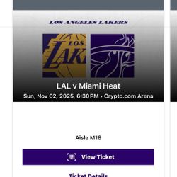 2 Tickets To Lakers V Heat Nov 2