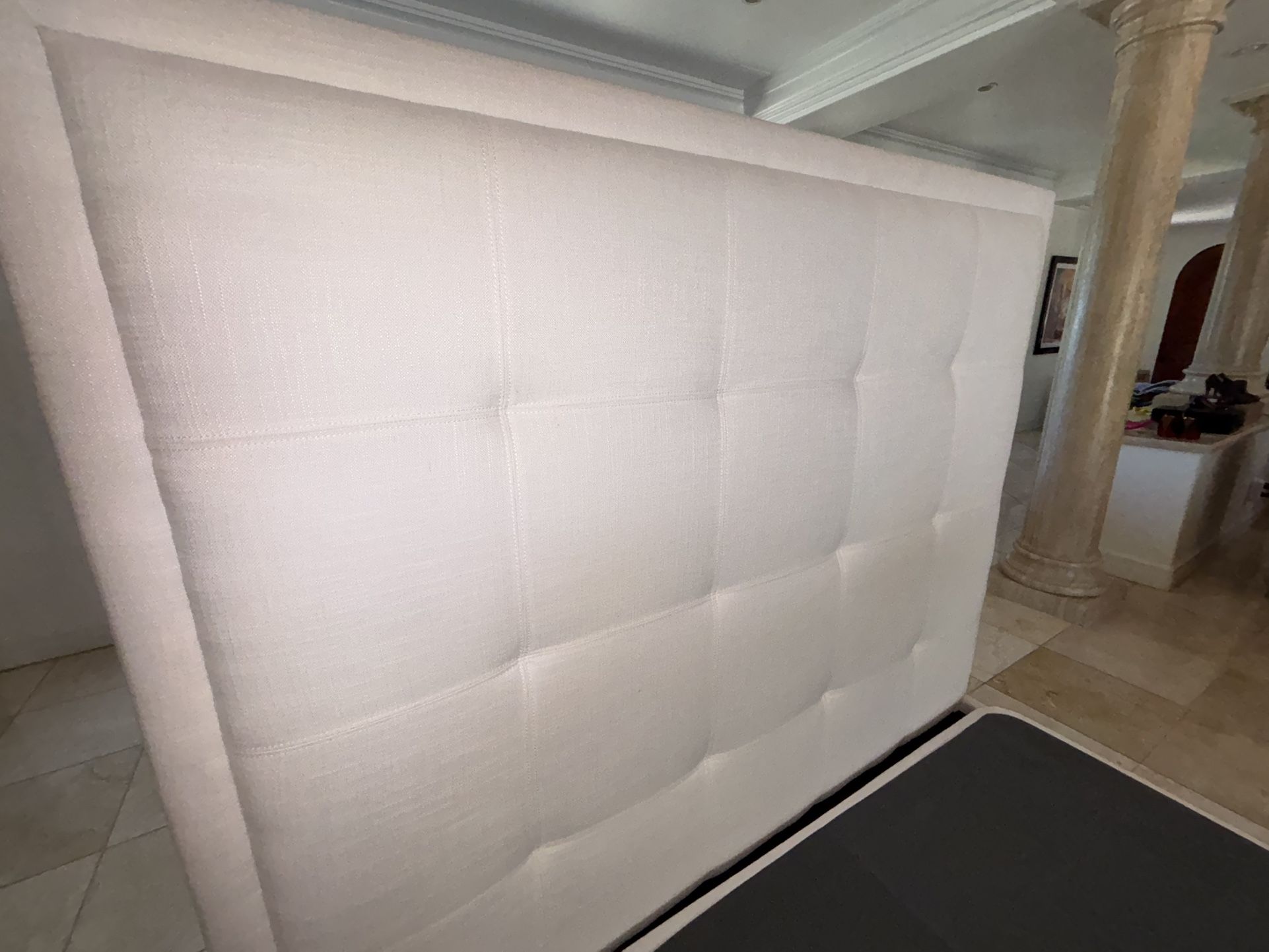 Awesome White Cloth Full Size Headboard and Bed Frame