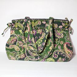 Vera Bradley Shoulder Tote Bag Green Paisley