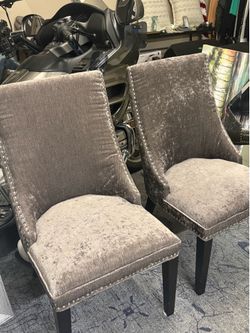 Beautiful Studded Gray Accent Chairs 38”