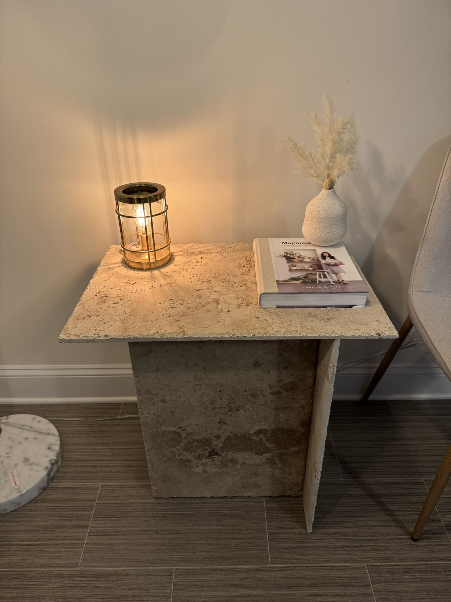 Travertine Side Table 