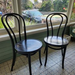 2 Bentwood Hairpin Bistro Chairs in Black