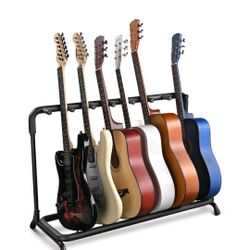 7 Seven Multiple Guitar Folding Stand Bass Acoustic Guitar Holder Rack Display