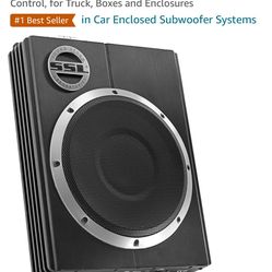 Car Audio Subwoofer - 1200 Watts Max, Built-in Amplifier, Low Profile, Remote Subwoofer 