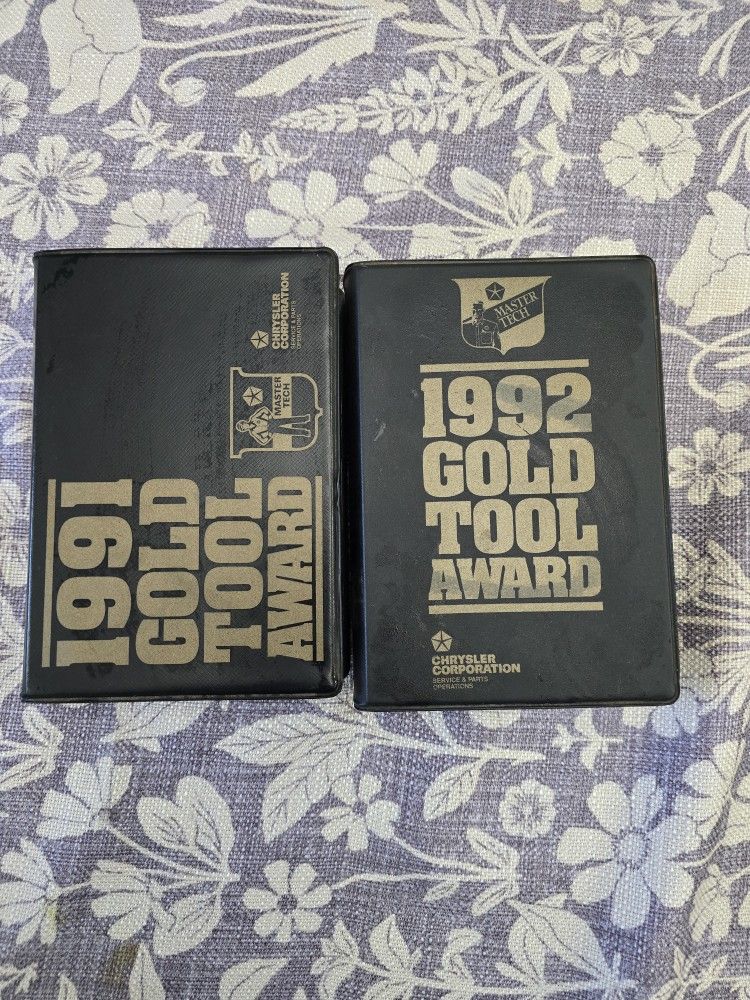 Vintage 1991 / 1992 Chrysler Gold Tool Masters Mechanic Award - Gold plated tool sets