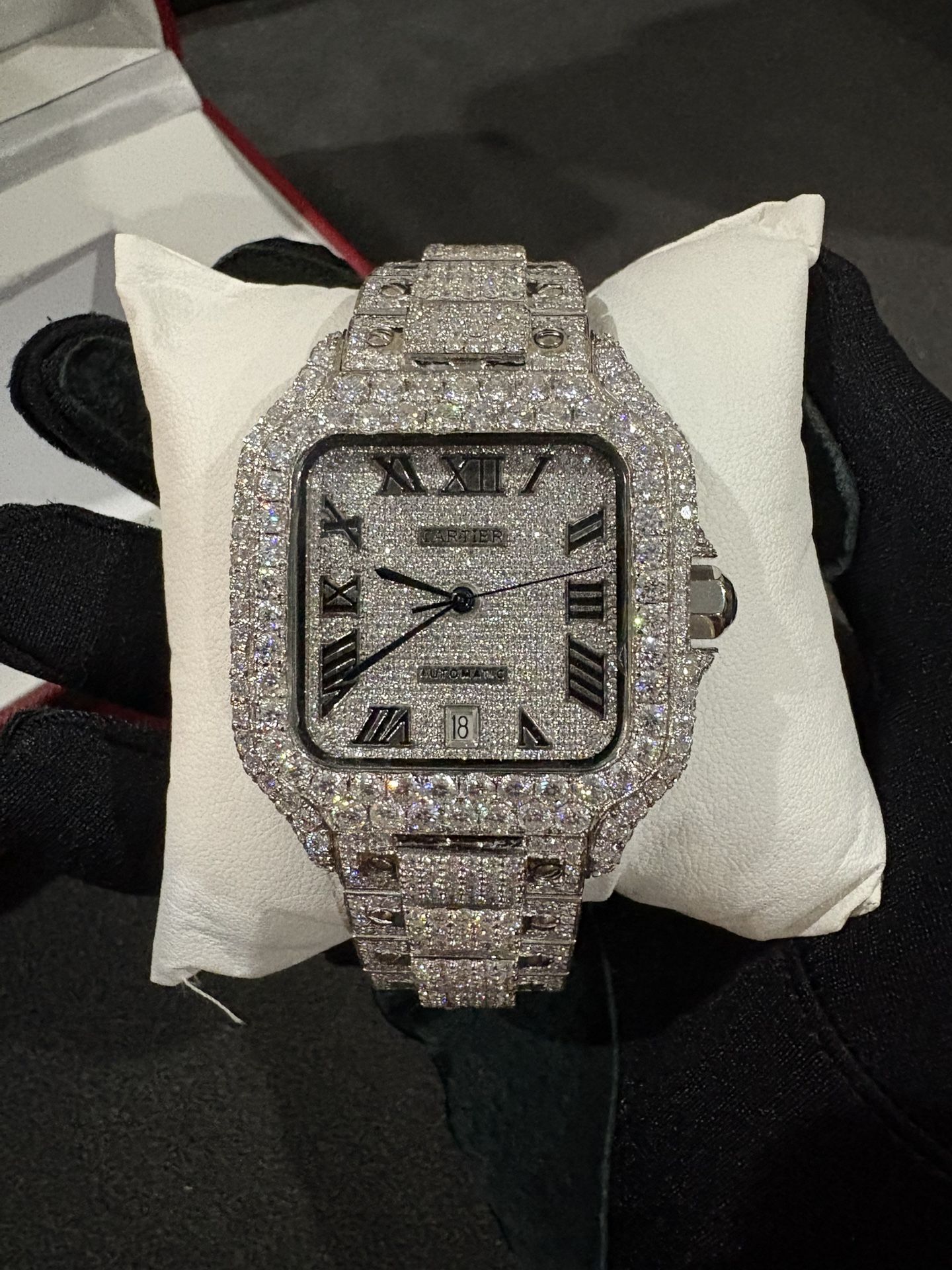VVS MOISSANITE CARTIER WATCH (comes with papers and receipts and passes diamond test )
