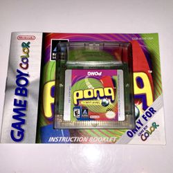 1998 Nintendo Game Boy Color Pong Cartridge , Instruction & Book