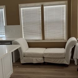 Large White Cushion Lounge Chairs (2)