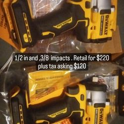 1/2 & 3/8 DeWalt Atomic Impact (Tool Only)