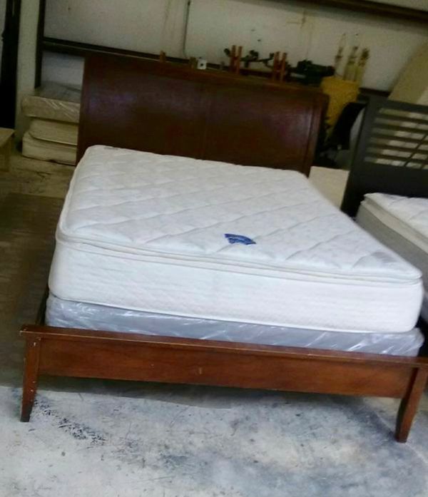 Used Queen Bed Frame With Serta Pillow Top Mattress Set In Good Used Queen Bed Frame With Serta Pillow Top Mattress Set In Good Conditions We Offer Free Delivery For El Paso Tx Offerup