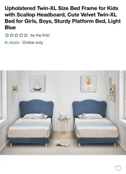 Set of 2 Light Blue Twin-XL Bed Frames for Kids (Will Sell Separately)