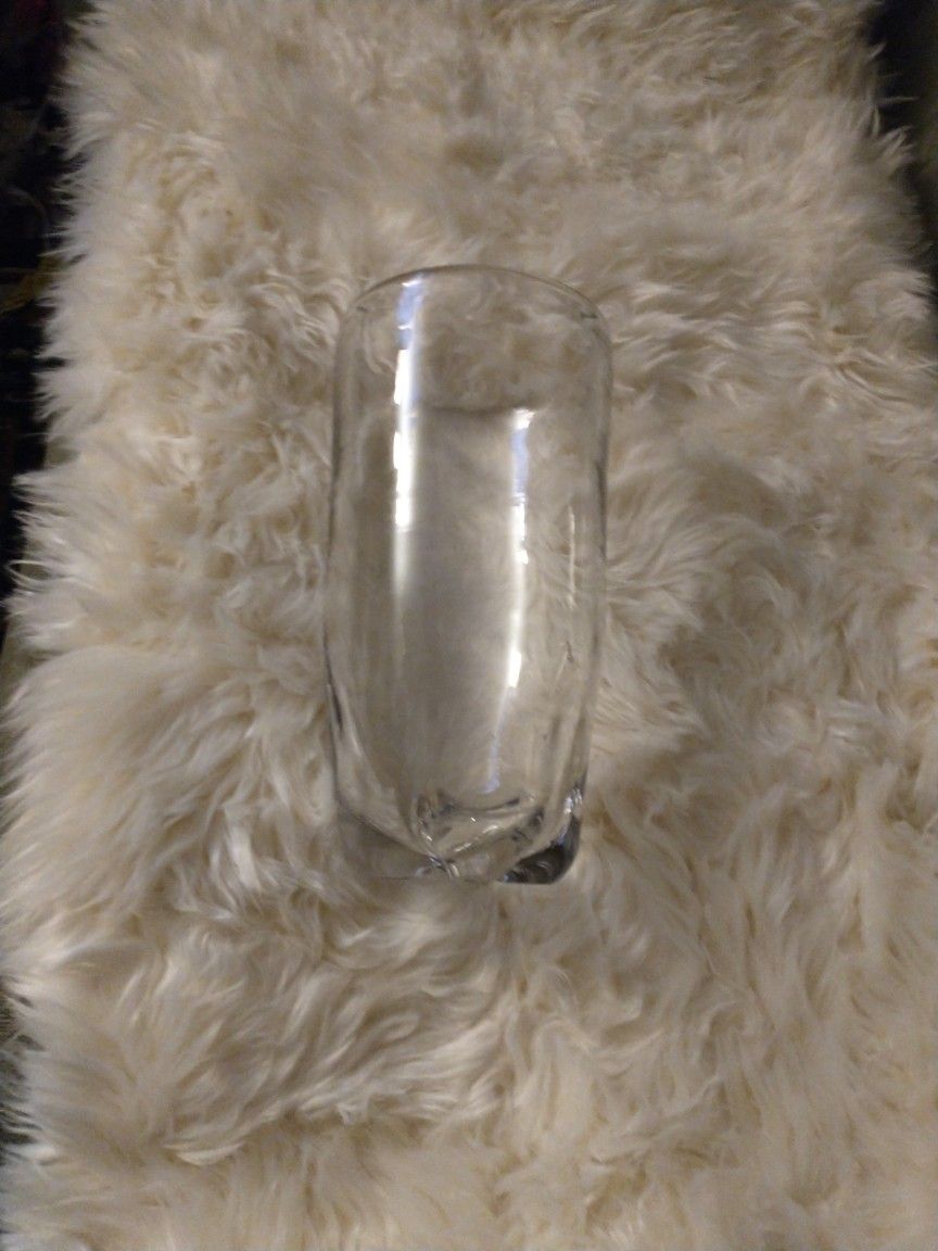 11.5 TALL GLASS VASE VERY THICK AND HEAVY