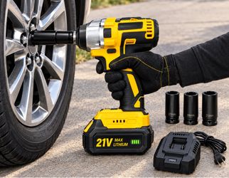 21V Cordless Impact Wrench with Sockets and Charger