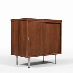 Mid-Century Modern Walnut Cabinet w/ Chrome Legs, c.1960's - Delivery Available 