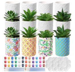 New - 12 Pcs Paint Your Own Ceramic Pots
