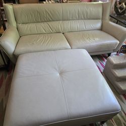 Leather Sofa and Ottoman
