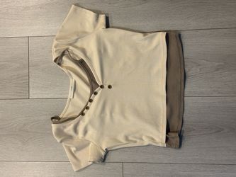 Ribbed Crop Top with Button Detail