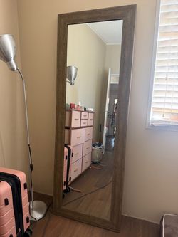 Full-Length Floor Mirror with Wood Frame