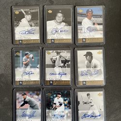 Lot Of 9 New York Yankees 2004 Autographed Baseball Cards