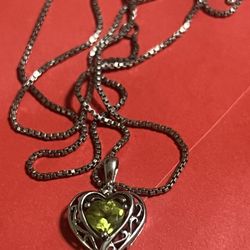 Sterling Silver. Period Diamond Heart Necklace.