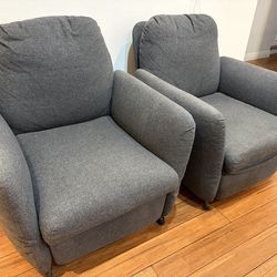 2 x IKEA Dark Grey Recliner Armchair Ekolsund