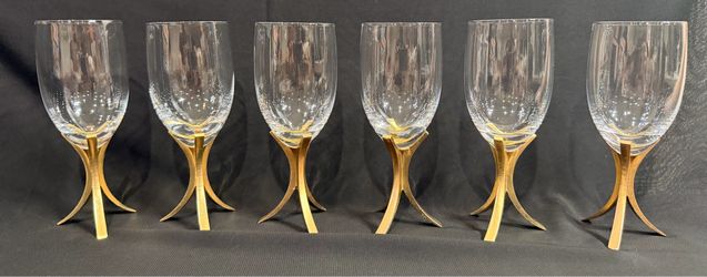 Fostoria Triumph Gold (Gold Stem,) Tulip Wine Glass 6 1/2"