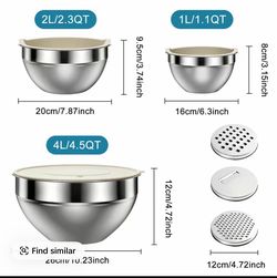 3 Pieces Large Capacity Mixing Bowl, Berry Washing Bowl, Stainless Steel Multi-Functional Bowl Set