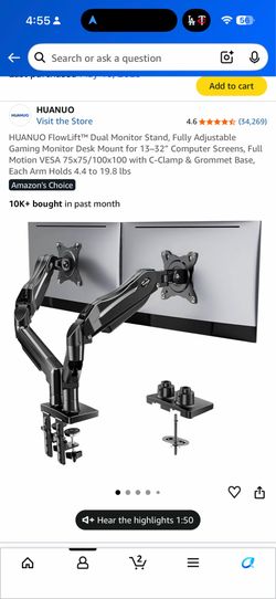 Dual monitor stand clamp