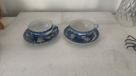 Occupied Japan: 19th Century Japanese Blue and White Arita Porcelain Tea Set