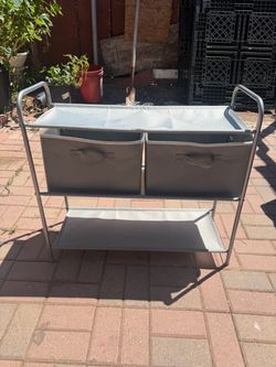 Gray 2-Tier Storage Cart with Fabric Drawers – Excellent Condition