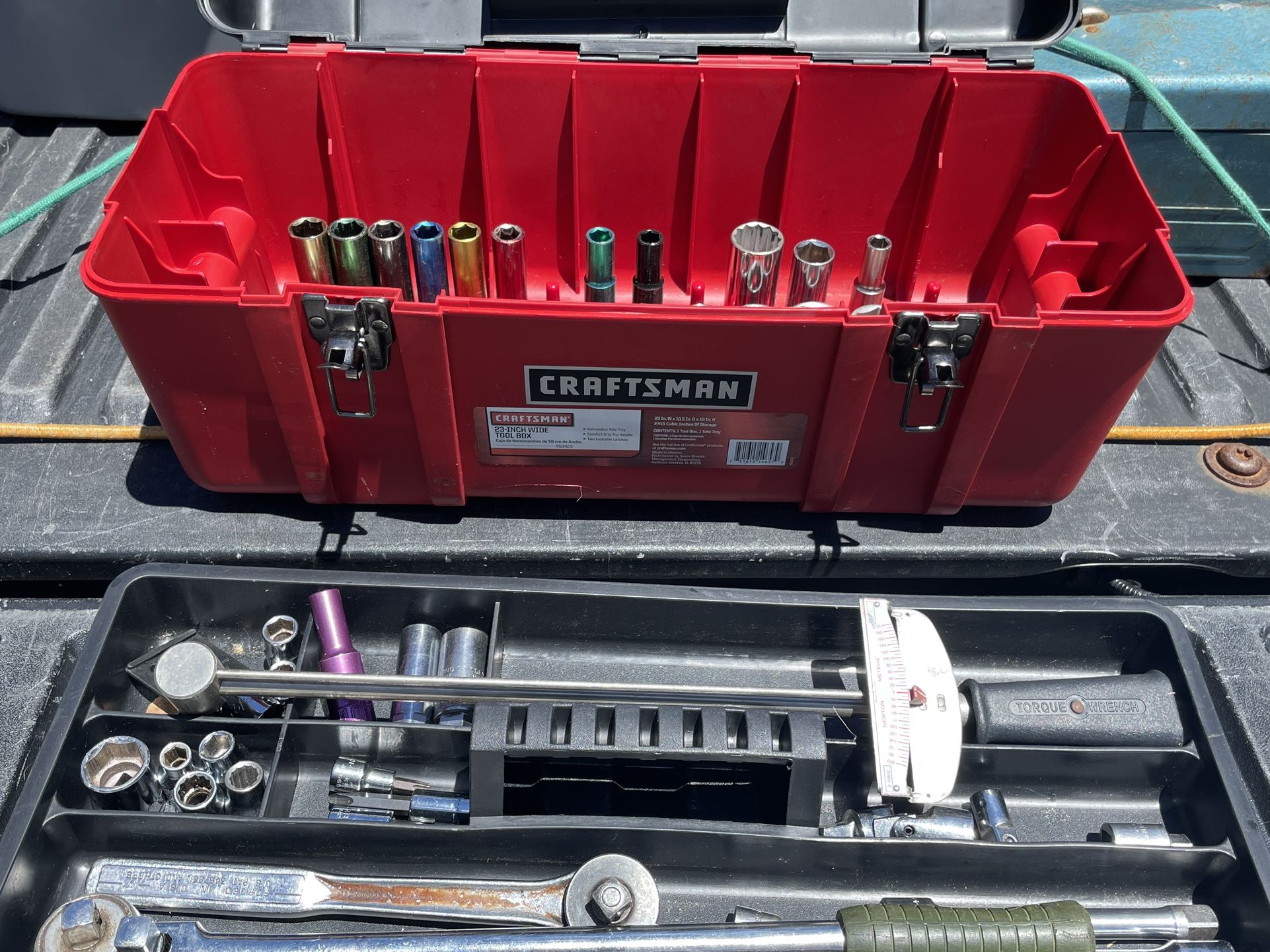 Torque Wrench & Assorted Large Sockets (1/2") W/wrencged And Box