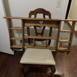 Wooden Shelf For Knickknacks And Pictures.