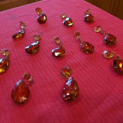 VTG LOT Assorted Crystal Prisms "Amber,  Green, Clear" Rare Pieces