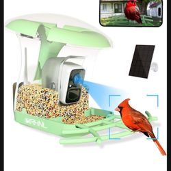 Transparent - Smart Bird Feeder with Camera Solar Powered,1080P HD AI Identify Wild Bird Feeder Camera-5000mAh&64G SD Card,Auto Capture Bird Videos & 