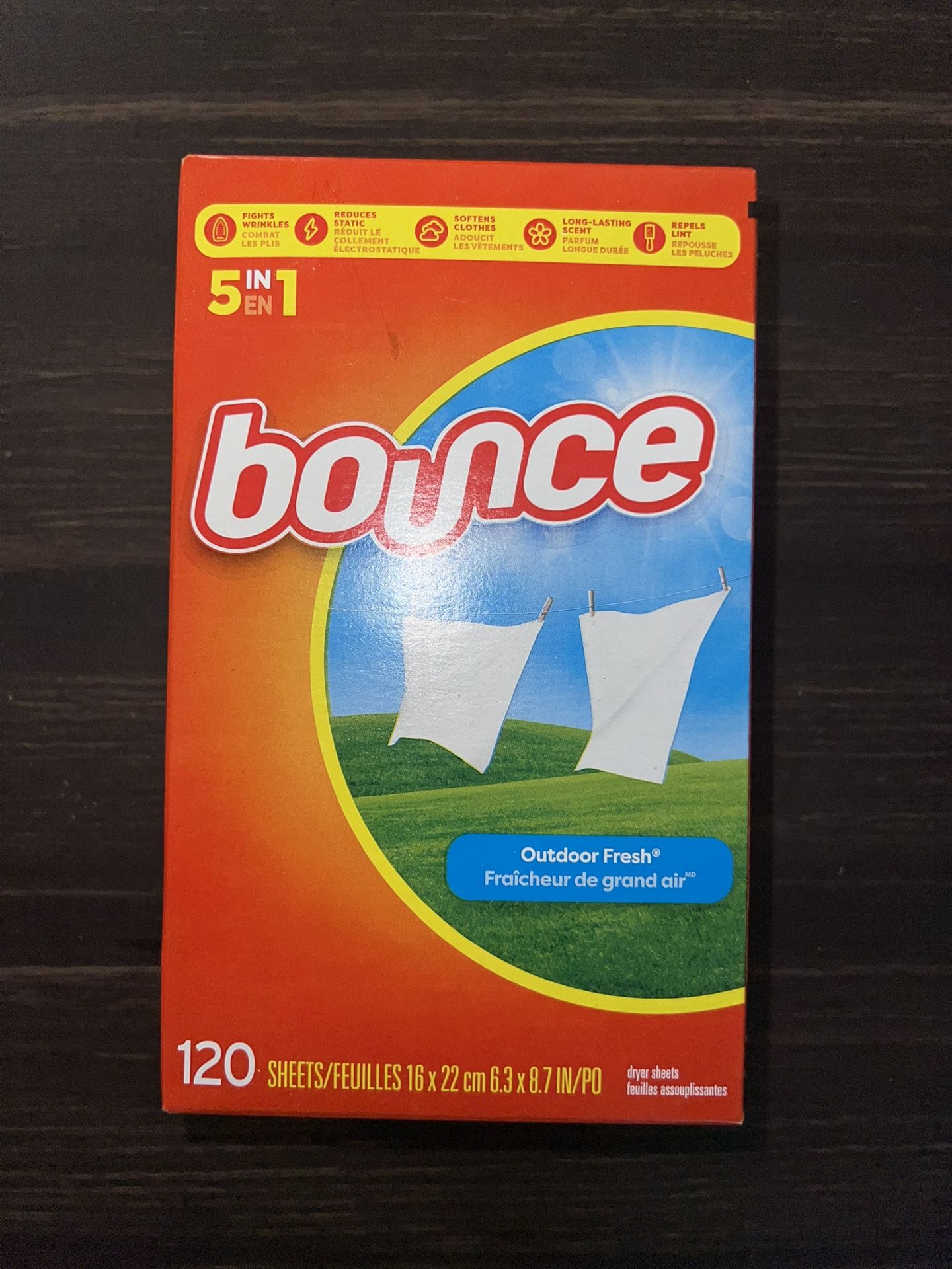 Bounce Dryer Sheets Laundry Fabric Softener, Outdoor Fresh 120 Ct