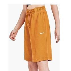 Nike Women’s Sportswear Essential Fleece Shorts Orange- SIZE S