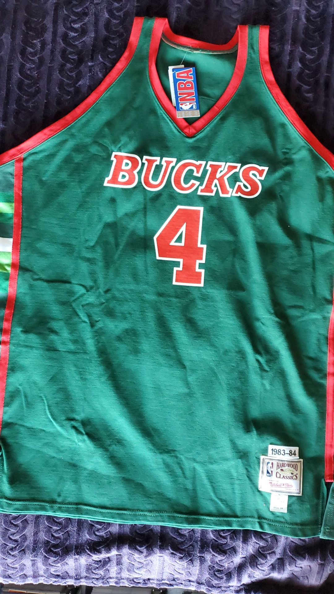 Vtg Rare NBA 80s Milwaukee Bucks #4 sidney moncrief Sand Knit Jersey. Men's  S.