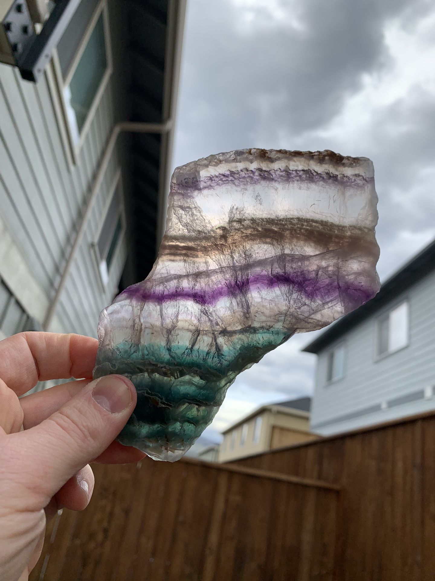 Vibrant Rainbow Fluorite Slab w/ Stand